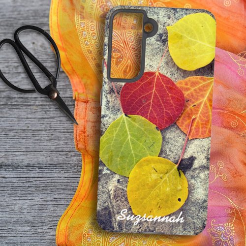 Colorful Fall Aspen Leaves Photo Personalized  Samsung Galaxy S21 Case