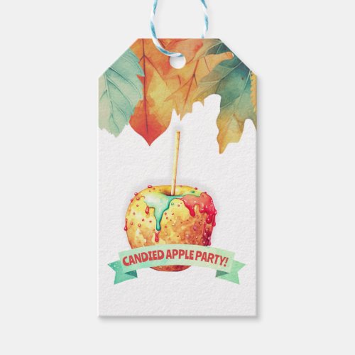 Colorful Fall Autumn Candied Apple Party Gift Tags