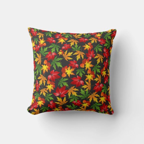 COLORFUL FALL AUTUMN MAPLE LEAF ABSTRACT PATTERN THROW PILLOW