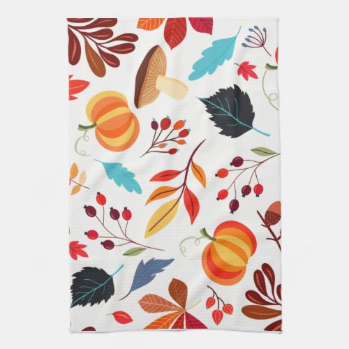 Colorful Fall Autumn Orange Pumpkin Kitchen Towel