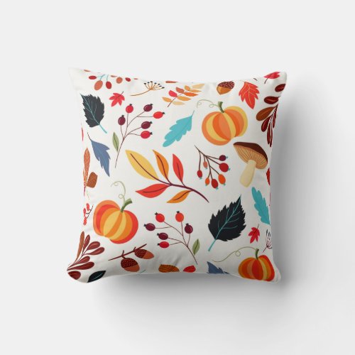 Colorful Fall Autumn Orange Pumpkin Throw Pillow