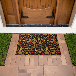 Colorful Fall Autumn Season Dried Leaves Dark Doormat