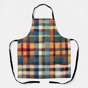 Colorful Fall Autumn Thanksgiving Plaid Print Apron