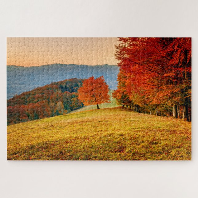 Colorful Fall Autumn Tree Landscape Jigsaw Puzzle (Horizontal)
