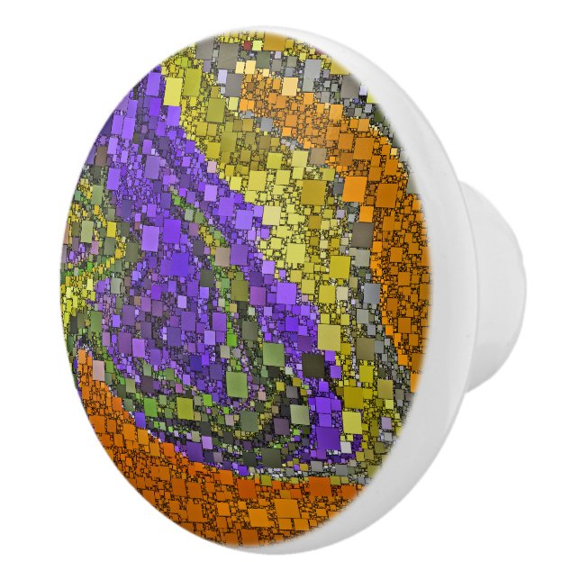 Colorful Fall Bouquet Geometric Design Ceramic Knob (Right)
