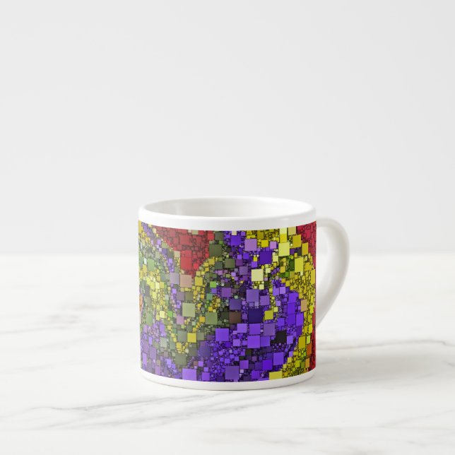 Colorful Fall Bouquet Mini Boxes Background Espresso Cup (Front Right)