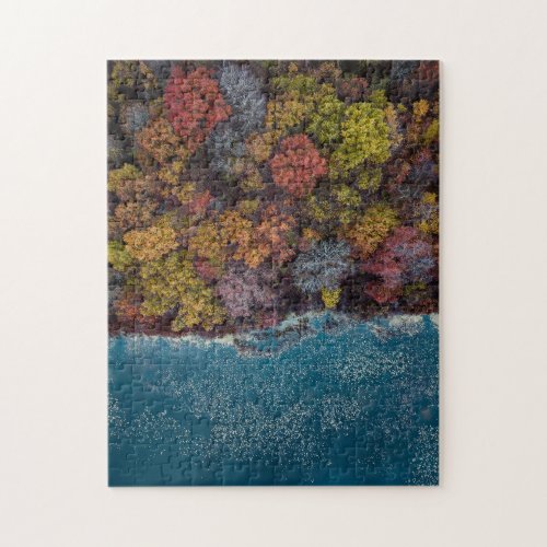 Colorful Fall Colors Aerial Trees Autumn Photo Jigsaw Puzzle