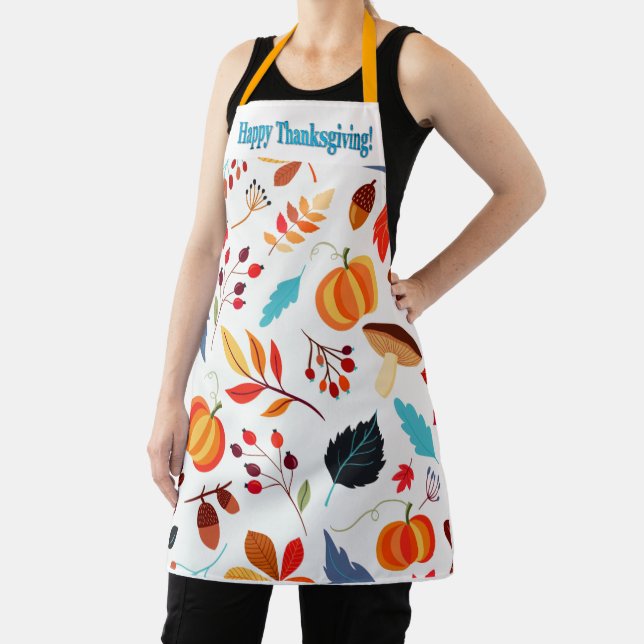 Colorful Fall Design Happy Thanksgiving Apron (Insitu)