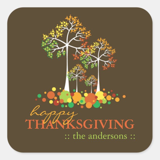 Colorful Fall Family Tree Thanksgiving Sticker