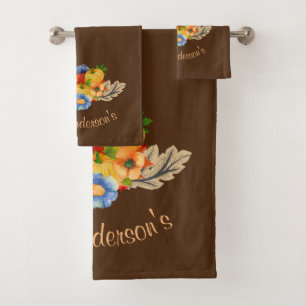 Colorful Fall Floral Arrangement Bath Towel Set