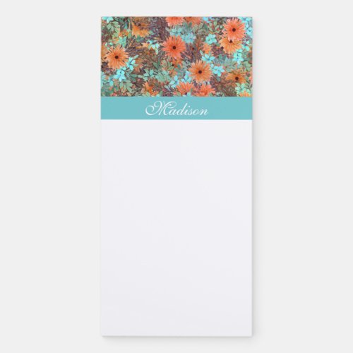 Colorful Fall Floral Elegant Script Name Magnetic Notepad