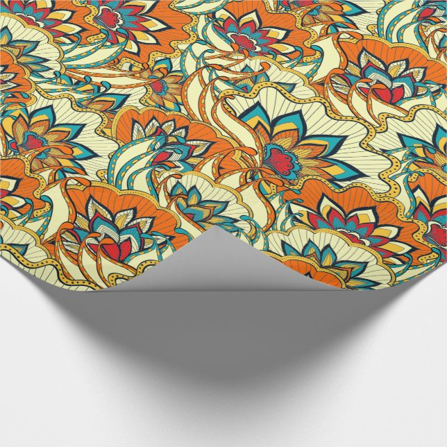 Colorful Fall Floral Wrapping Paper (Corner)