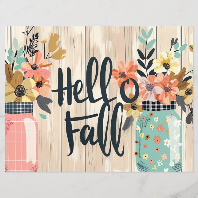 colorful fall flower pattern scrapbook paper (Front)