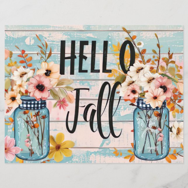 colorful fall flower pattern scrapbook paper (Front)
