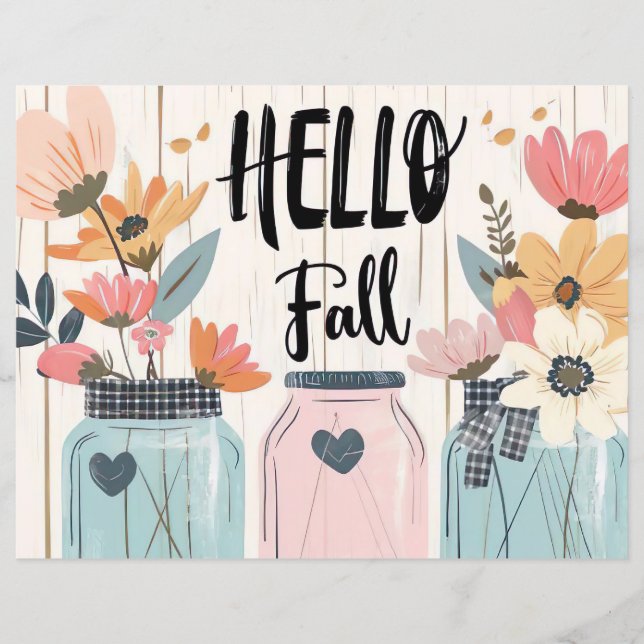 colorful fall flower pattern scrapbook paper (Front)