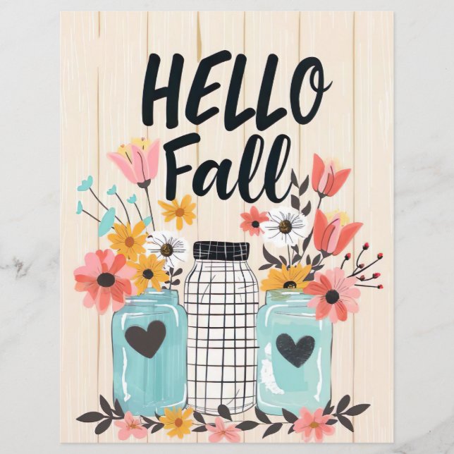 colorful fall flower pattern scrapbook paper (Front)