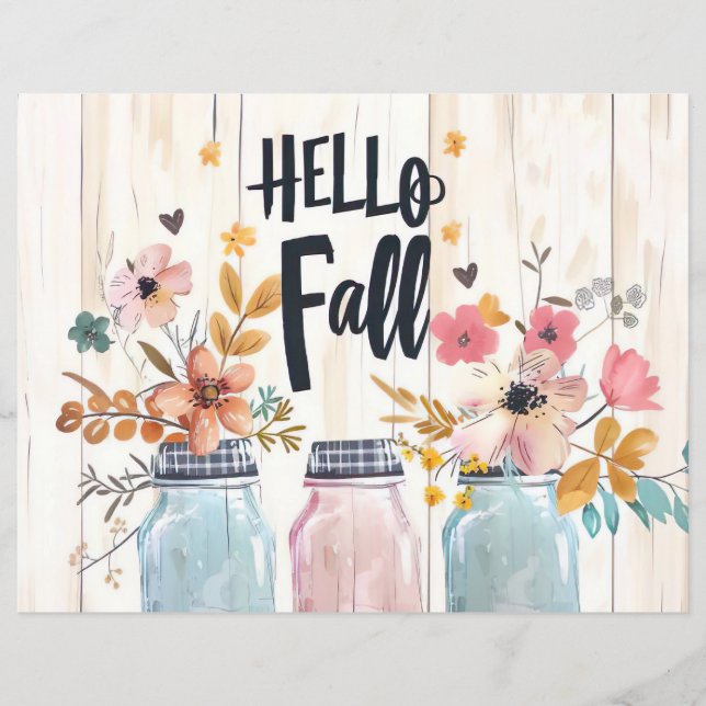 colorful fall flower pattern scrapbook paper (Front)