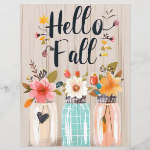 colorful fall flowers design scrapbook paper