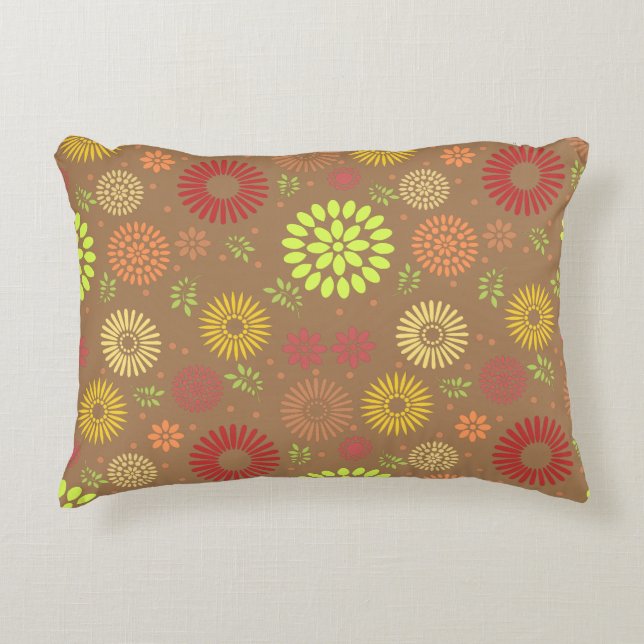 Colorful Fall Flowers in Warm Shades Accent Pillow (Front)