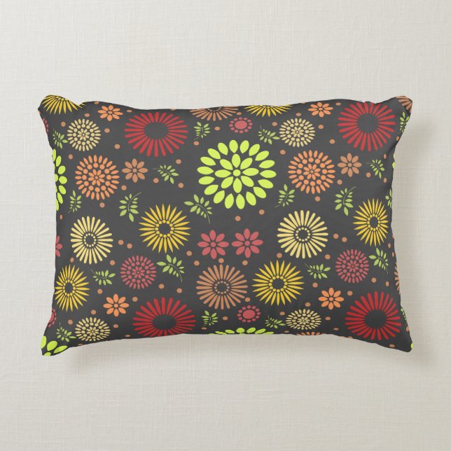 Colorful Fall Flowers in Warm Shades Accent Pillow (Front)