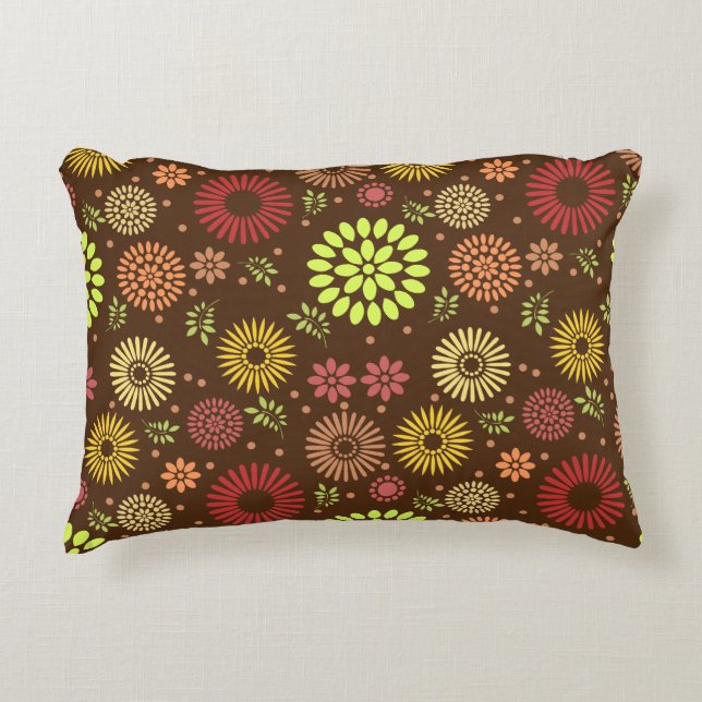 Colorful Fall Flowers in Warm Shades Accent Pillow (Front)