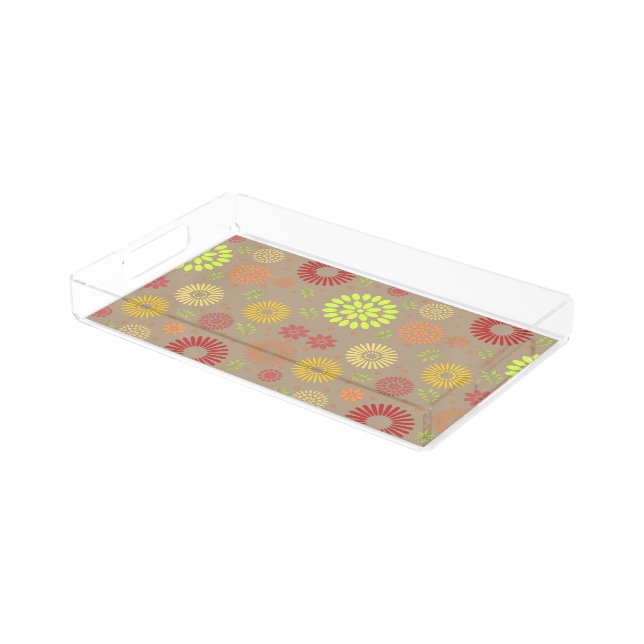 Colorful Fall Flowers in Warm Shades Acrylic Tray (Angled)