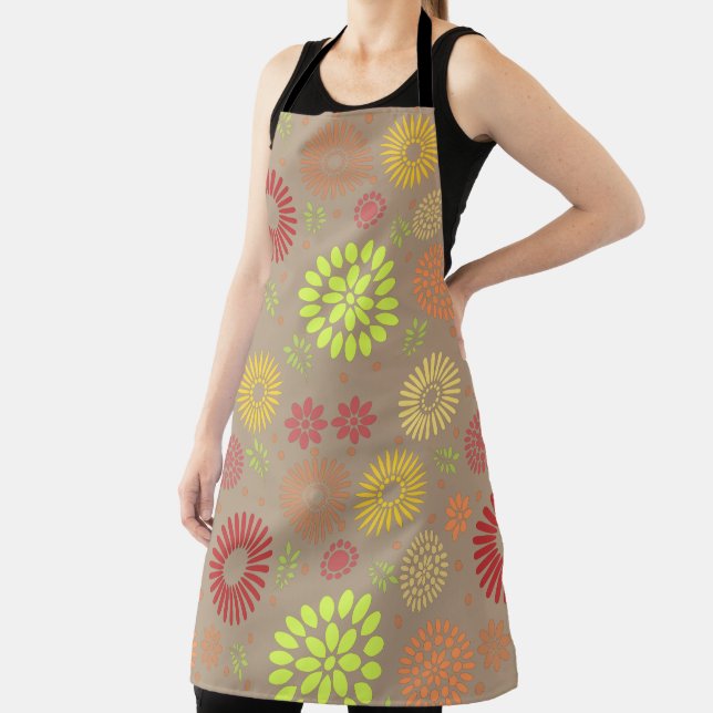 Colorful Fall Flowers in Warm Shades Apron (Insitu)