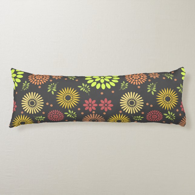Colorful Fall Flowers in Warm Shades Body Pillow (Front)