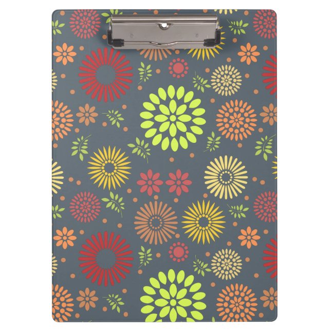 Colorful Fall Flowers in Warm Shades Clipboard (Front)