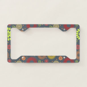 Colorful Fall Flowers in Warm Shades License Plate Frame