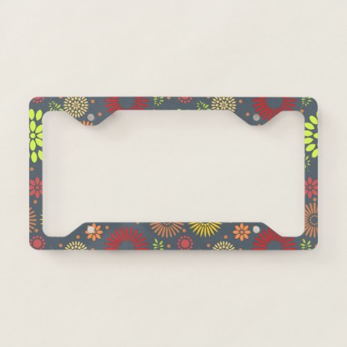 Colorful Fall Flowers in Warm Shades License Plate Frame