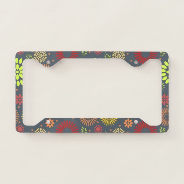 Colorful Fall Flowers in Warm Shades License Plate Frame (Front)