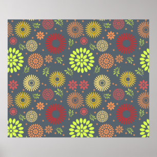 Colorful Fall Flowers in Warm Shades Poster