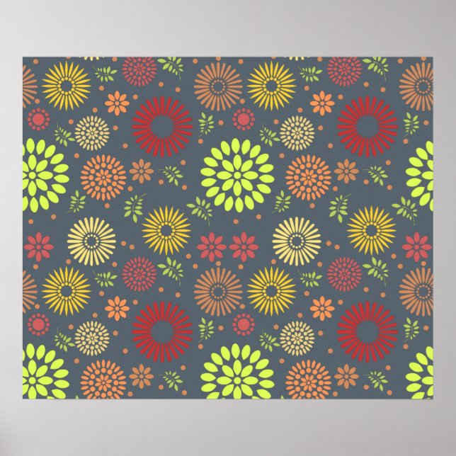 Colorful Fall Flowers in Warm Shades Poster (Front)