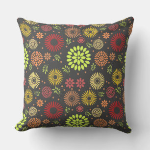 Colorful Fall Flowers in Warm Shades Throw Pillow