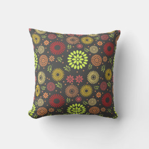 Colorful Fall Flowers in Warm Shades Throw Pillow