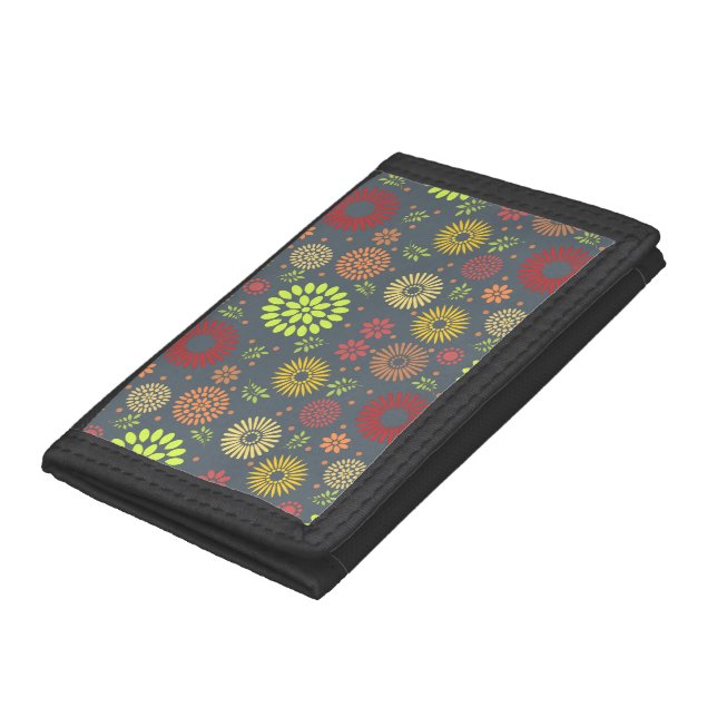 Colorful Fall Flowers in Warm Shades Trifold Wallet (Bottom)