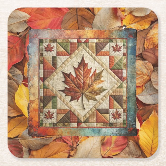 Colorful Fall Foliage Autumn Leaf Paper Coaster (Front)