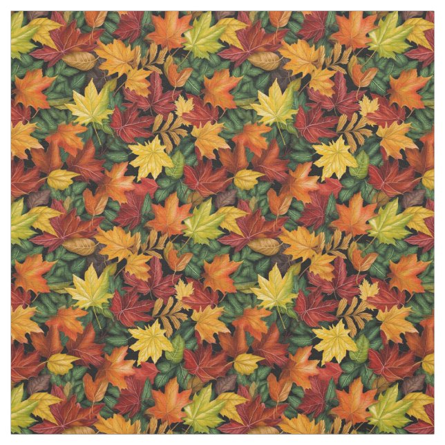 Colorful Fall Foliage leaf pattern Fabric (Swatch)