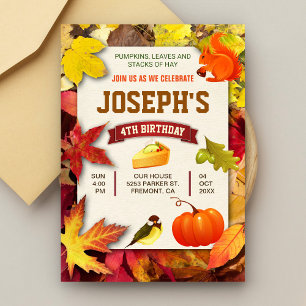 Colorful Fall Garden Autumn Pumpkin Birthday Party Invitation