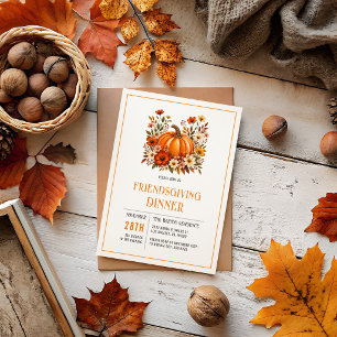 Colorful Fall Harvest Friendsgiving dinner Holiday Card