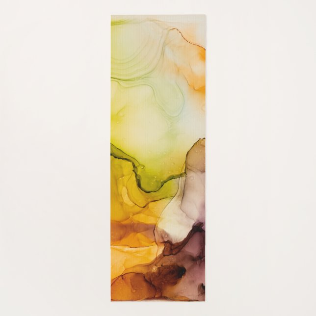 Colorful Fall Ink Watercolor Painted Background Yoga Mat (Back)
