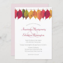 Colorful Fall Leaf Minimalist Wedding Ceremony