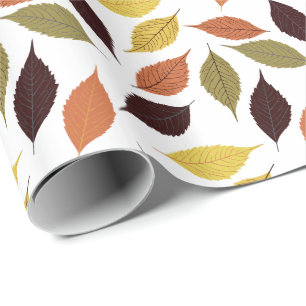 Colorful Fall Leafs Seamless Pattern Wrapping Paper