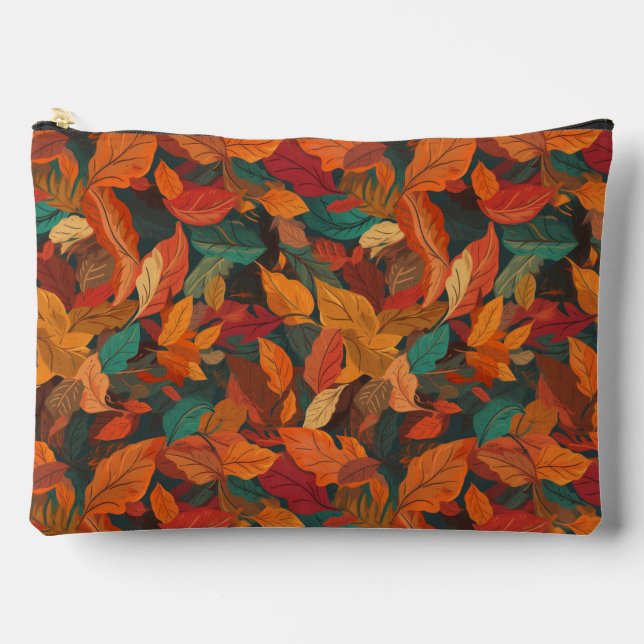 Colorful Fall Leaves Accessory Pouch (Front)