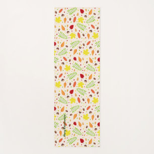 Colorful fall leaves and nuts yoga mat