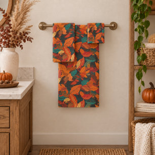 Colorful Fall Leaves Bath Towel Set