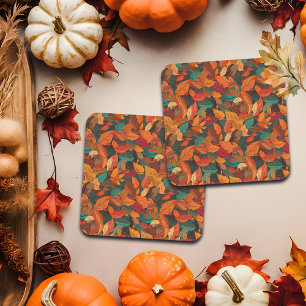 Colorful Fall Leaves Beverage Coaster