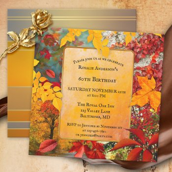 Colorful Fall Leaves Birthday Or Retirement Invitation by sunnysites at Zazzle