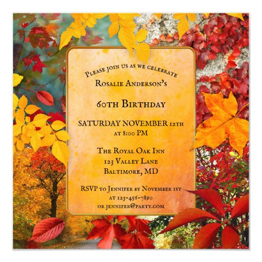 Colorful Fall Leaves Birthday Or Retirement Invitation Zazzle Com